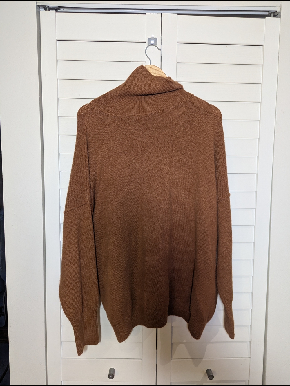 Vince Camuto Brown Cowl Neck Knit Sweater
